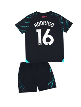 Manchester City Rodri Hernandez #16 Dječji Rezervni Dres kompleti 2023-24 Kratak Rukavima (+ kratke hlače)